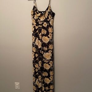 Floral and Navy Spaghetti Strap Jumpsuit